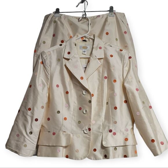 Talbots Jackets & Blazers - Talbots 100% silk jacket and skirt polka dot set, 16